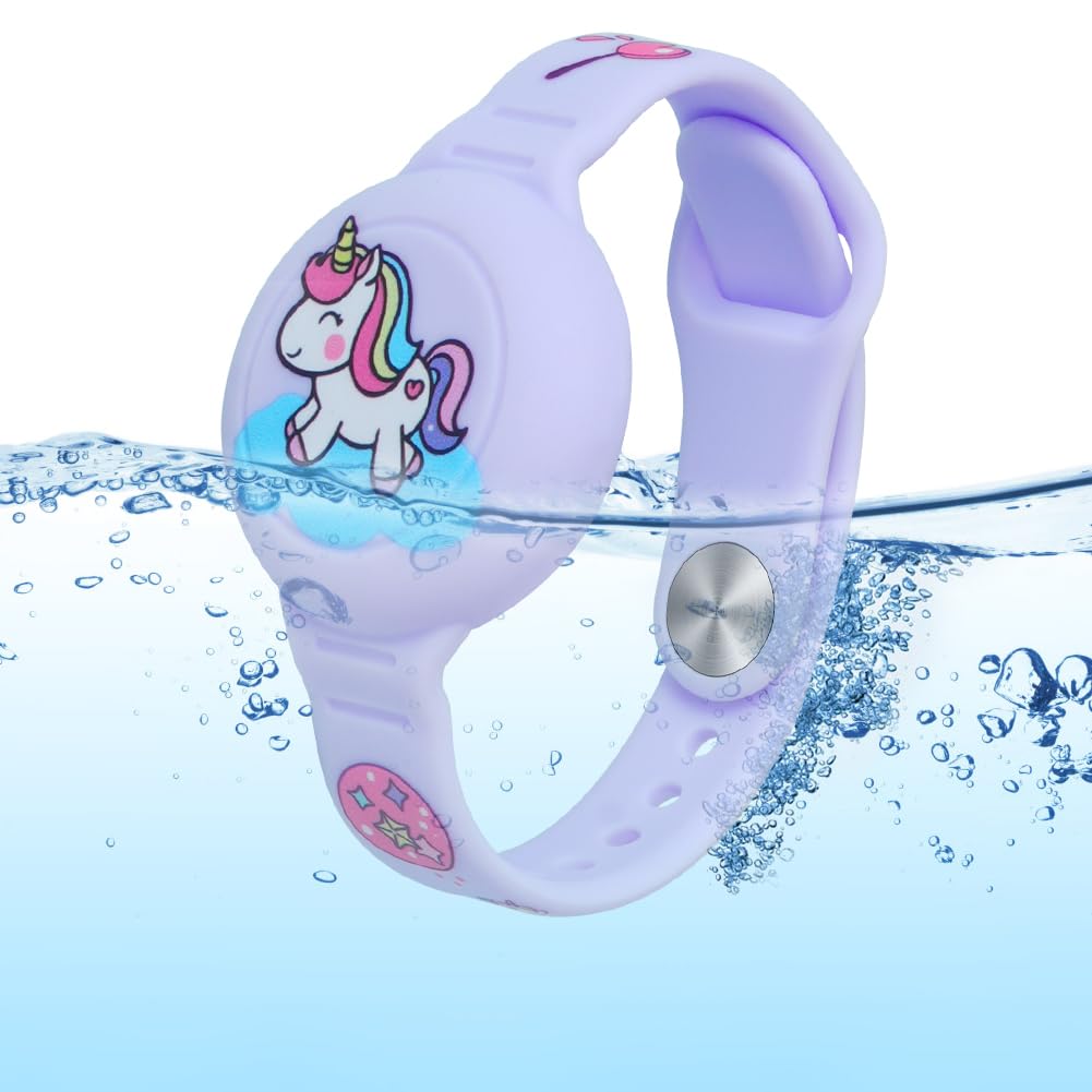 AXFEE Kids Watchband Compatible with Apple Airtag, Silicone Bracelet Protective Case for AirTag, Anti-Lost Adjustable Wristband for AirTags, GPS Wristlet Protective Cover for Child/Toddlers (Purple) - 5