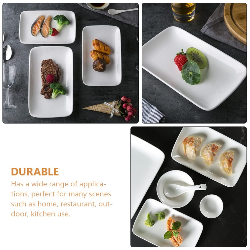 Półmiski do serwowania, zestaw 4 białych talerzy deserowych, 7-calowe porcelanowe talerze do serwowania deserów sushi, przystawek, mięsa/650