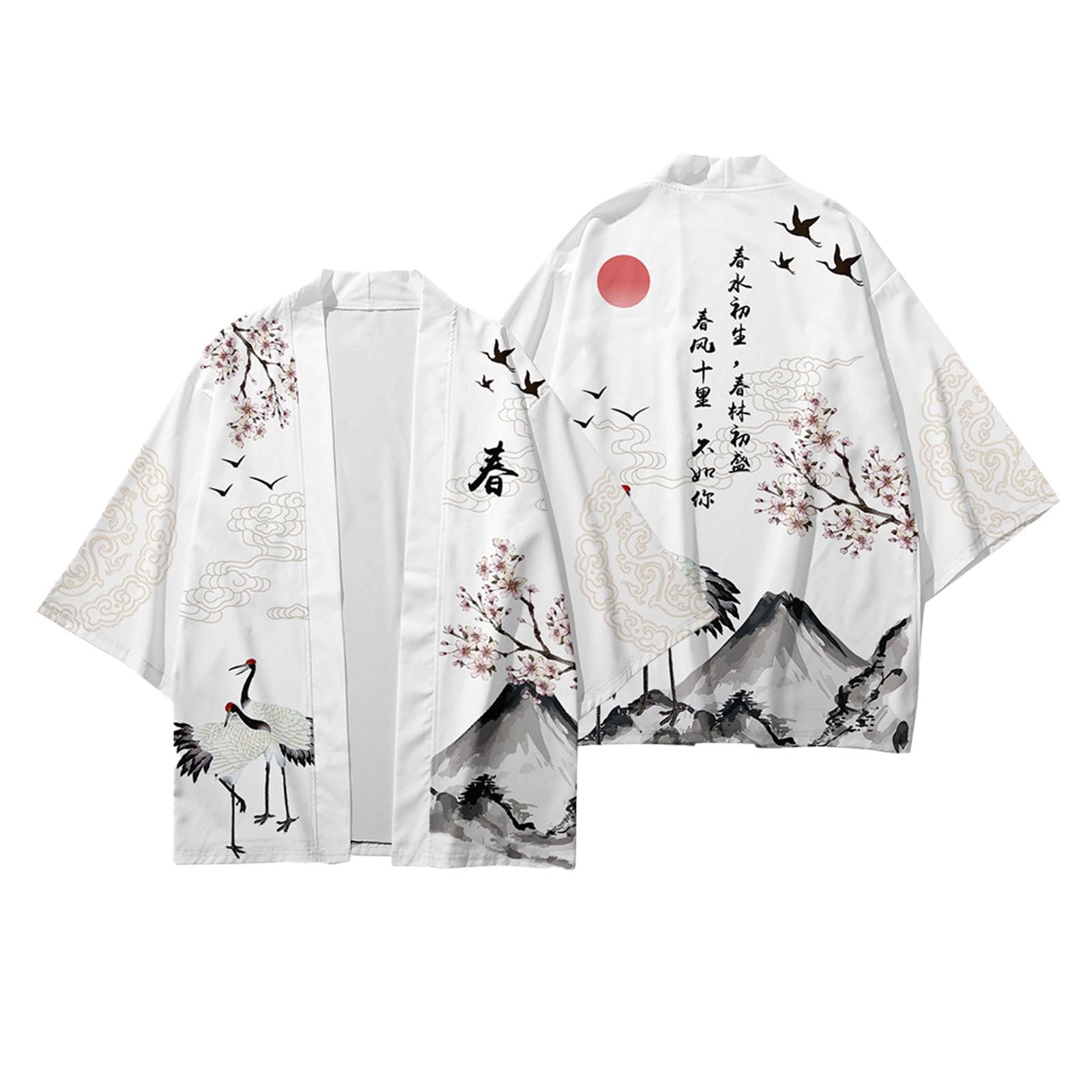 Kimono traditionnel pour homme - Costume ample yukata - Style japonais - Kimono imprimé traditionnel - Cardigan et pantalon - Veste fine - Cardigan japonais - Pantalon sarouel