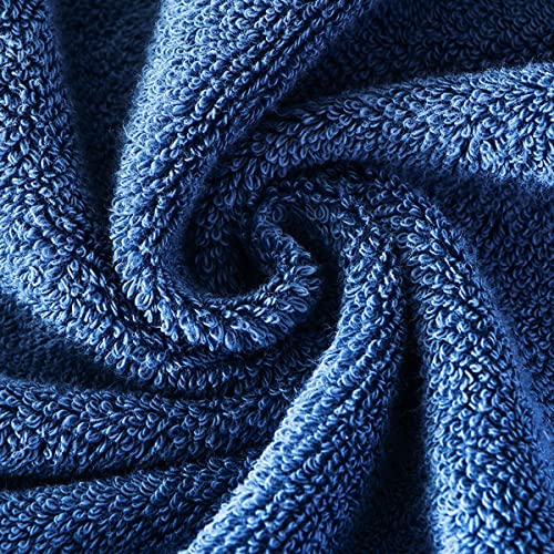 Mens Cotton Bathrobe,Towelling Dressing Gown, Shawl Collar Bath Robe,for Home Leisure Fitness or Hotel Sleepwears.Blue-XL2