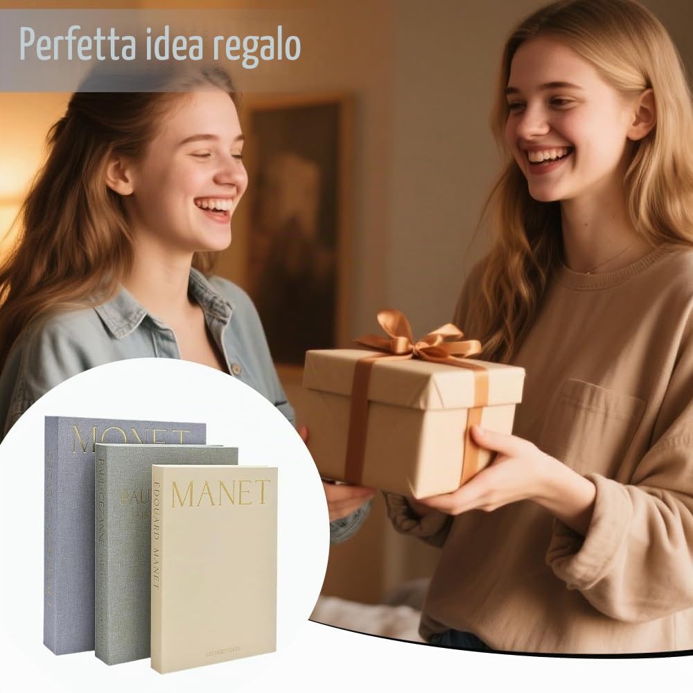 Set Di 3 Libri Decorativi Per La Casa, Libri Decorativi, Librida Tavolino, Scatole Impilabili In Lino, Libri DecorativiFinti, Per Librerie e Tavolini Da Caffè