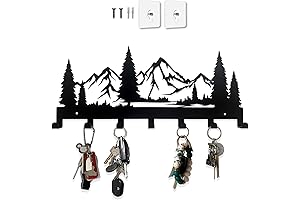 Decorative Rustic Key Holder with 7 Hooks, Wall Mounted Key Organizer