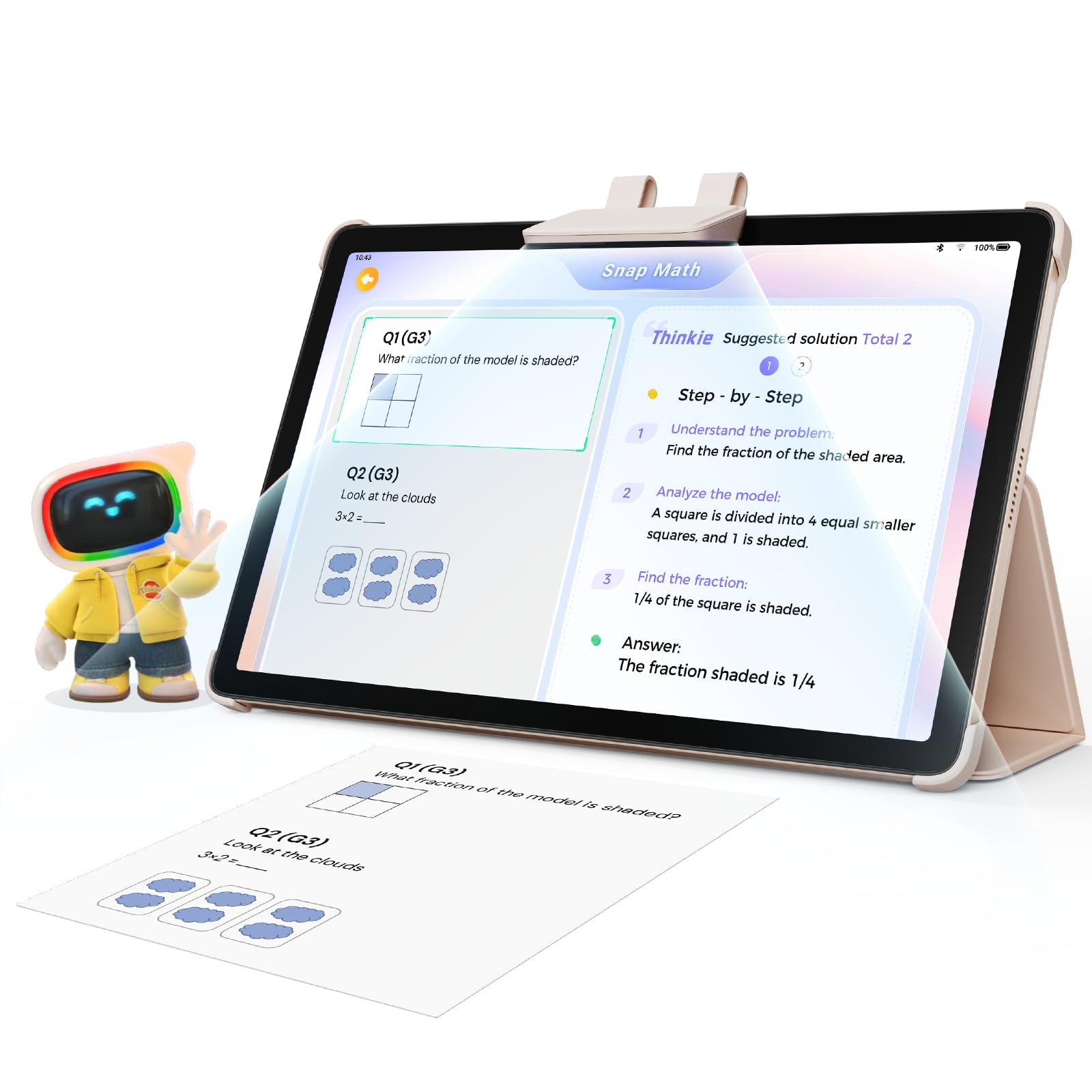 AI Kids Tablet with Scanner - 50000+ Content AI Tutor Learning Tablet with ELA, Math, ABC, Word, Read, Phonics, STEM for Homeschooler Educational Study for PreK - G6 (TalPad T100, Standard)