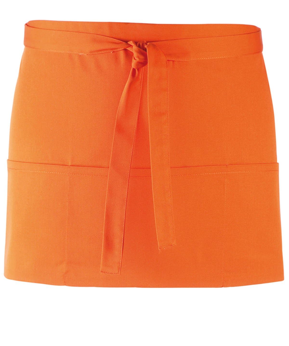 Workwear World Spectrum Collection 3 Pocket Kitchen Hospitality Catering Bar Service Short Waist Apron (Orange)