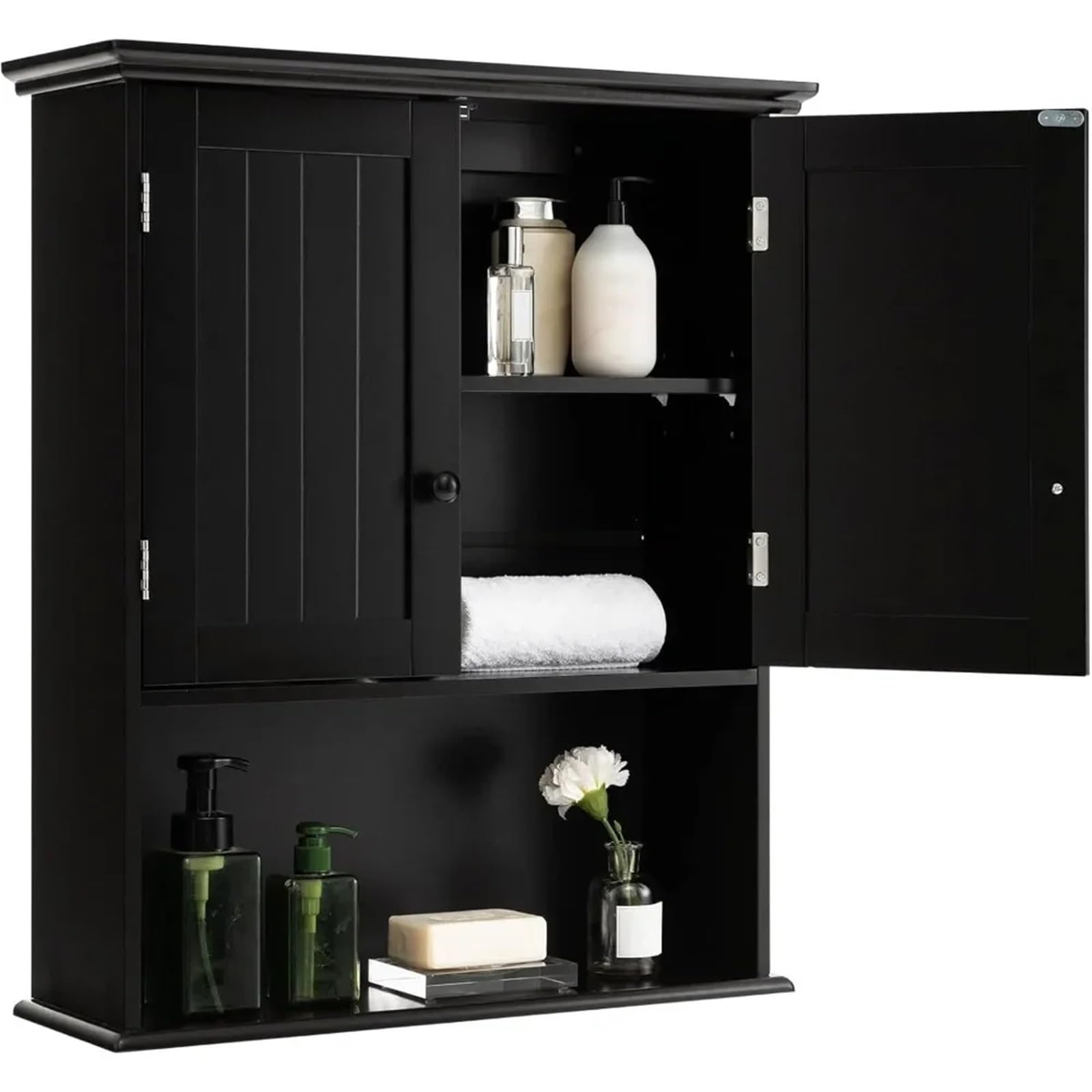 Mobiletto da Bagno a Parete - Contenitore sopra Il WC con Doppie Ante, ripiano Regolabile, Elegante Design in Legno, Soluzione salvaspazio per la casa Moderna (Color4)