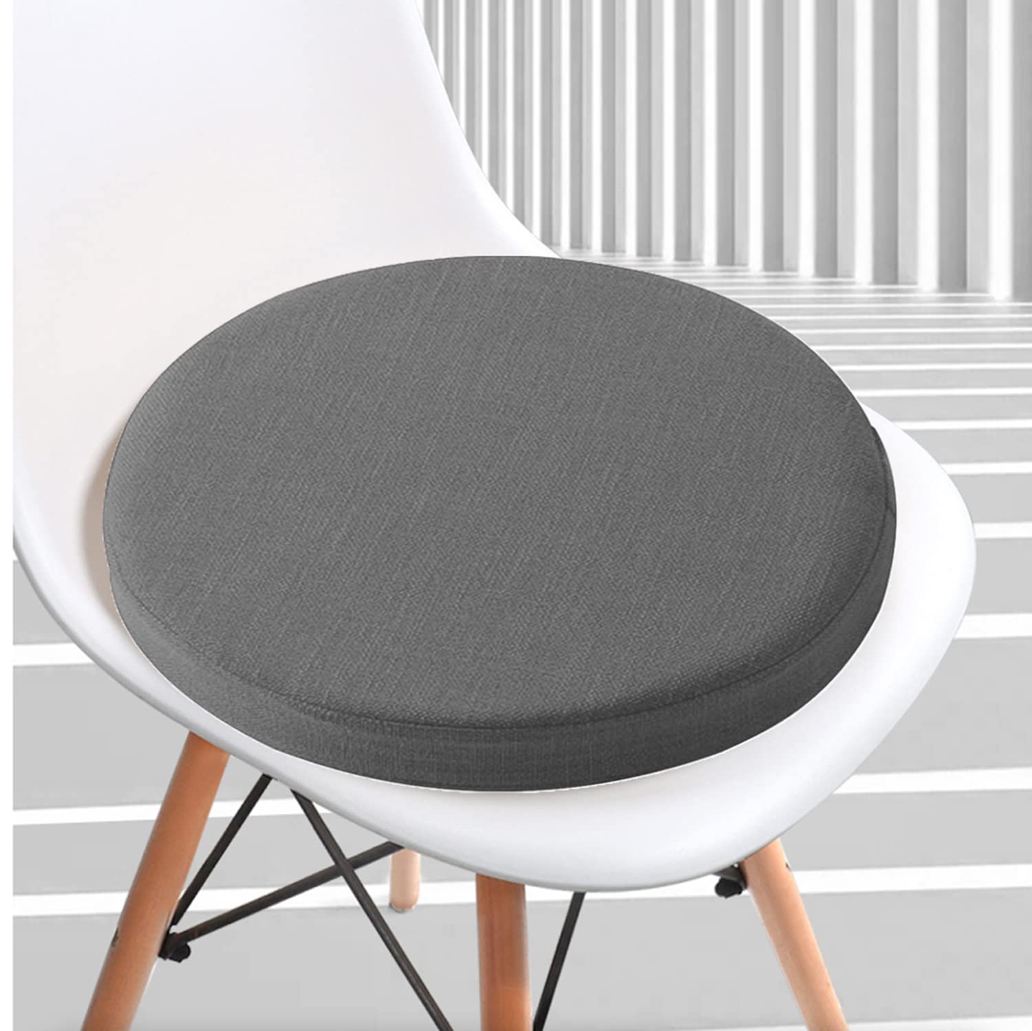 Waigg Kii Thick Round Garden Chair Pad 5/8cm,Kitchen Dining Chair Seat Cushions Pad,Non-Slip Chair Cushion Seat Pad for Office/Tatami/Indoor (45x45x5cm,Grey)