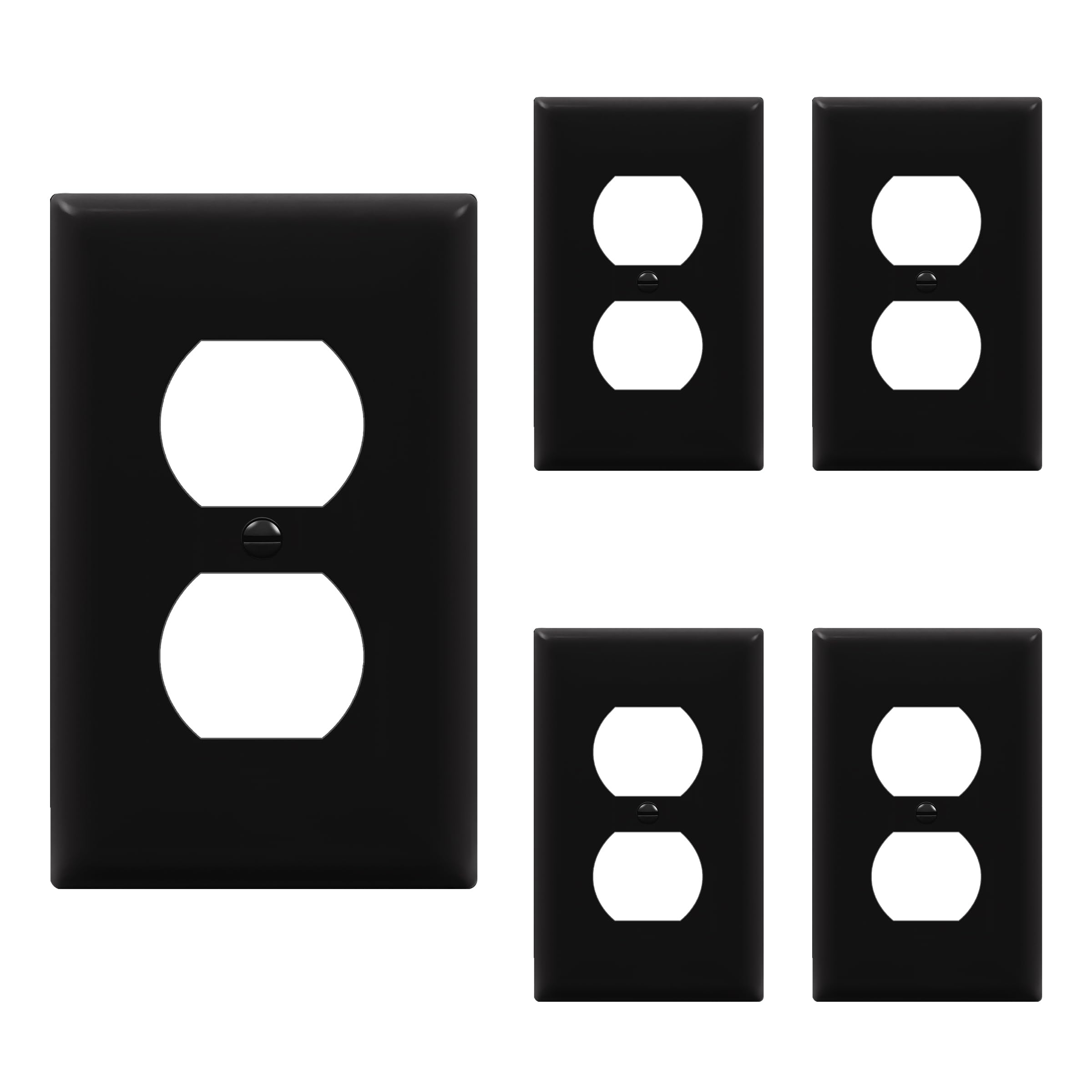 ENERLITES 5 Pack Outlet Covers Wall Plate for Duplex Receptacle, Black