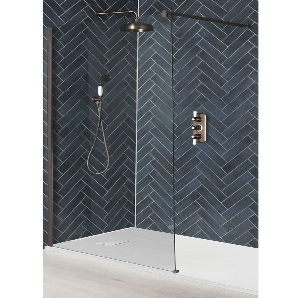 Milano Rosso Matte Bronze Wet Room Shower Enclosure White Tray - 1500mm x 800mm