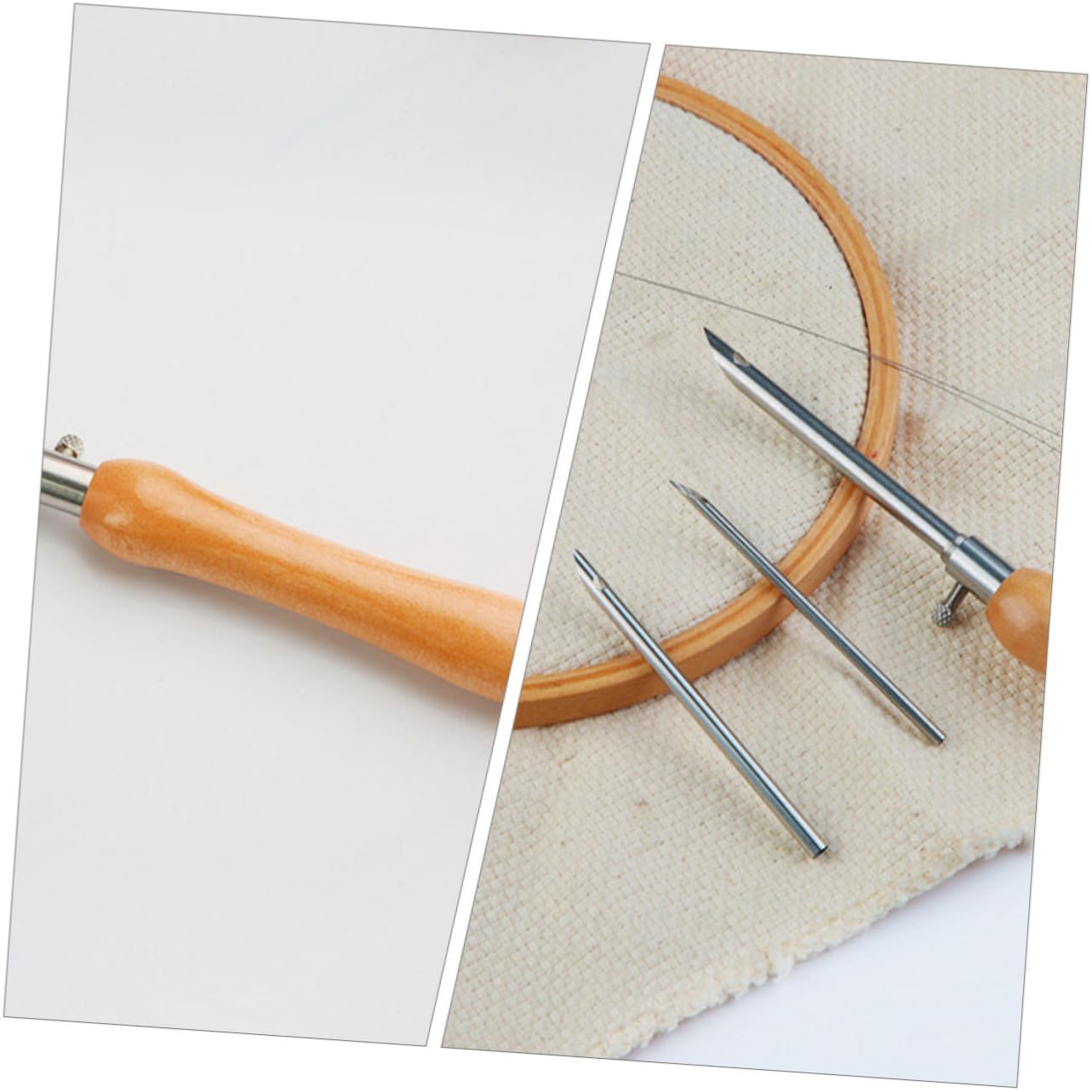 LALAFINA Needle and Thread Kit Wooden Felting Punch Needle Embroidery Set Suitable for Wool Non-Woven Fabrics Yarn and Thin Fabric Made in USA