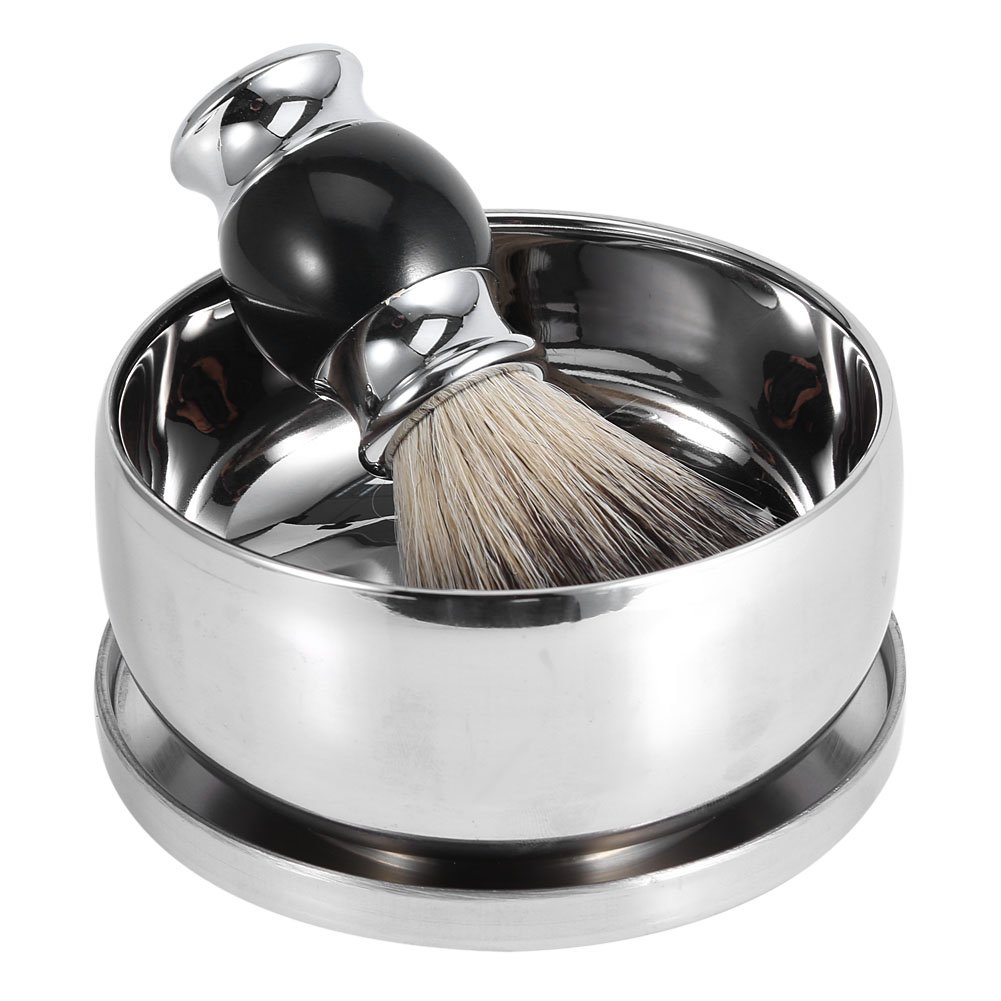 Set per uomini, set di lusso uomo: pennello barba con setole di tasso + supporto per pennello barba + ciotola