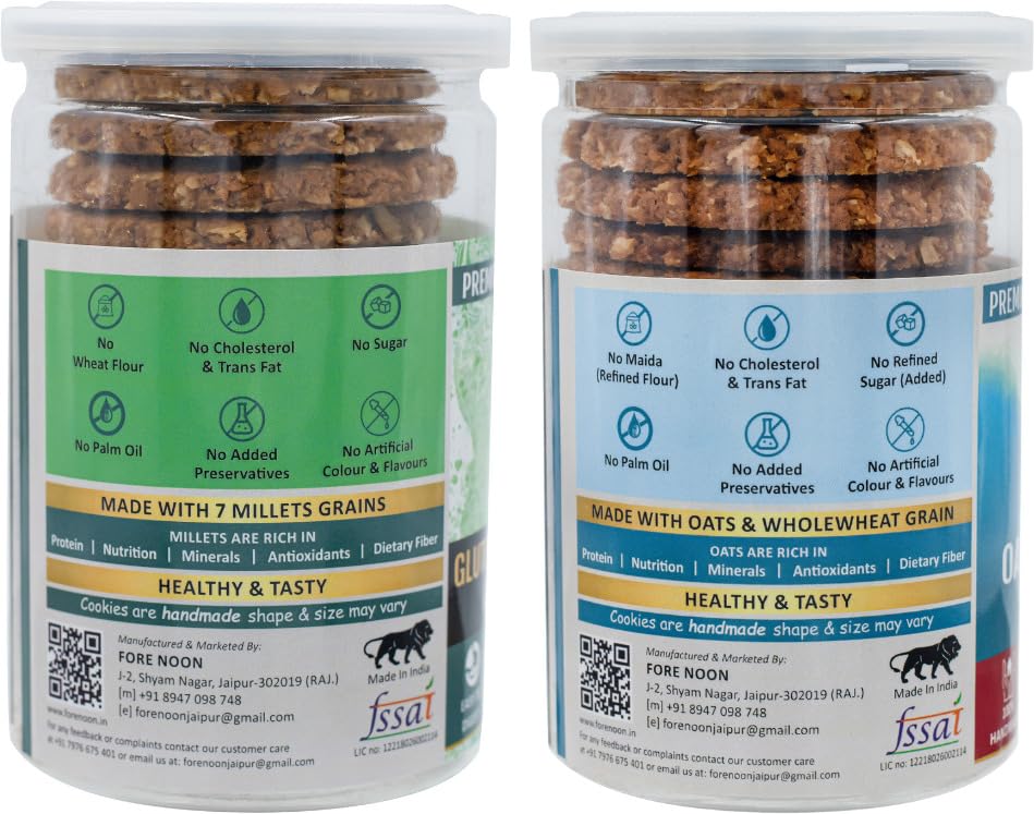 Fore Noon Coconut Oats & Gluten free Multi Millet Almond Jaggery Cookies (356 g, Pack of 2) 1