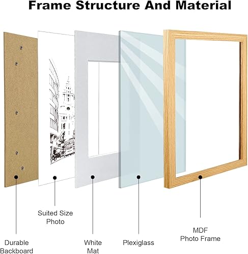 Miniatura 3 de Portarretratos de 11 x 14 pulgadas, para fotos de 8 x 10 pulgadas con paspartú o de 11 x 14 pulgadas sin paspartú, marcos de fotos de madera natural