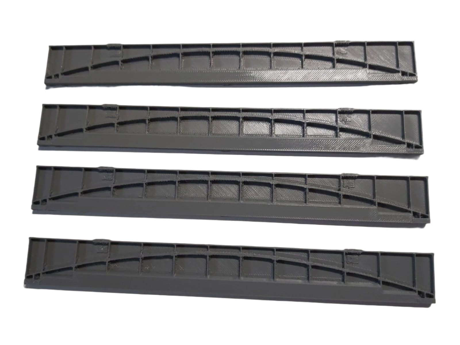 4 x 190mm OO Gauge Bridge Girder Arched Sides for Model Railway Track Grey, OO Scale, 190mm L x 3.9mm D x 22.8mm H