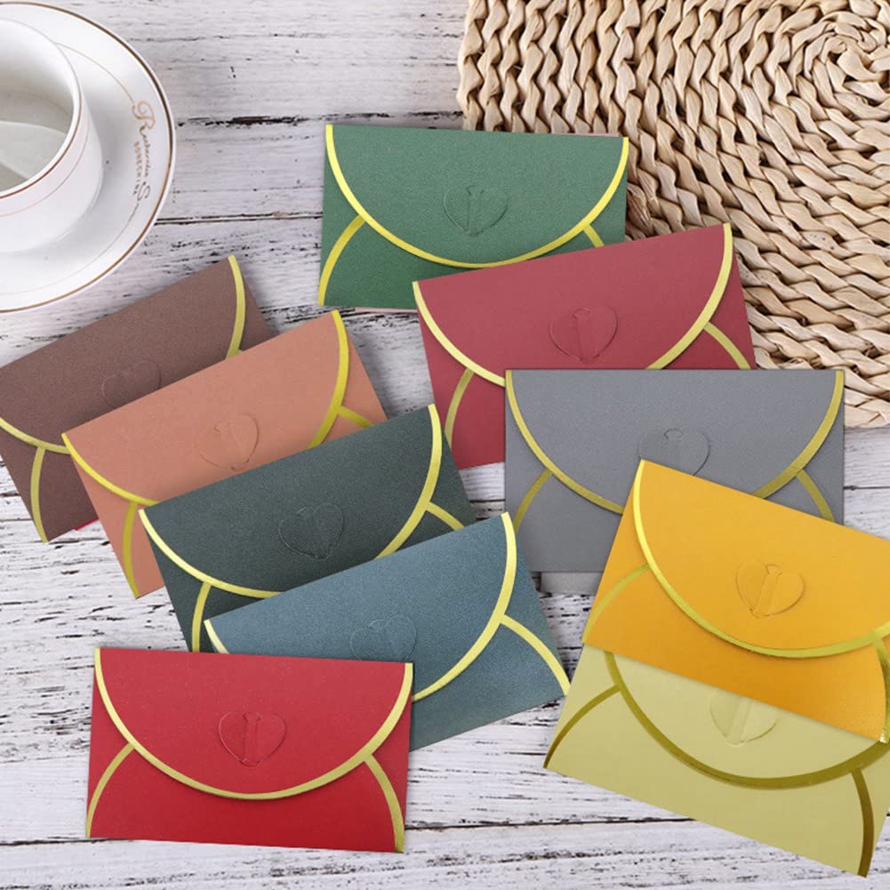 ZDSFSD 50Pcs Gift Card Envelopes with Love Buckle Envelopes with Gold Border Business High-End Envelope for Note Cards Wedding Dark Green - Image 2
