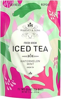 Harney & Sons Fresh Brew Iced Tea Two Qt Tea Bags, Watermelon Mint, 15 Count