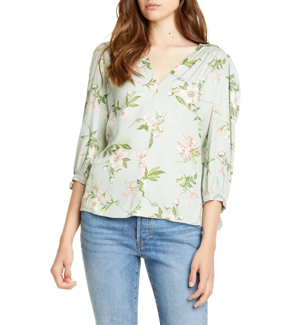 Rebecca Taylor Lita Floral-Print Top, Mint 12