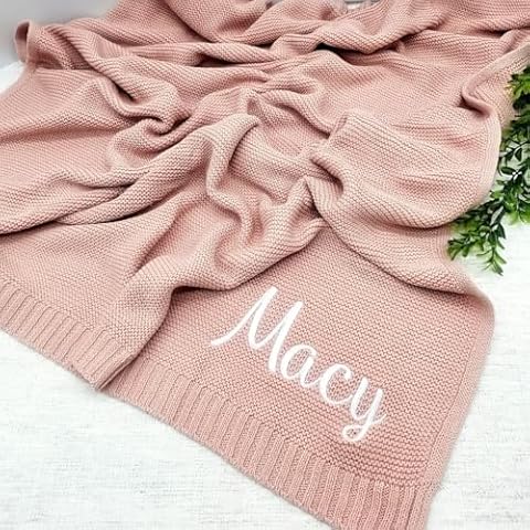 Custom Toddler Blankets with Embroidered Baby's Name Personalized Knit Blanket for Baby Boys and Girls - Soft Knit Baby Blanket Nursery Blankets… (Pink,32x40inch(80 * 100cm)) Cover