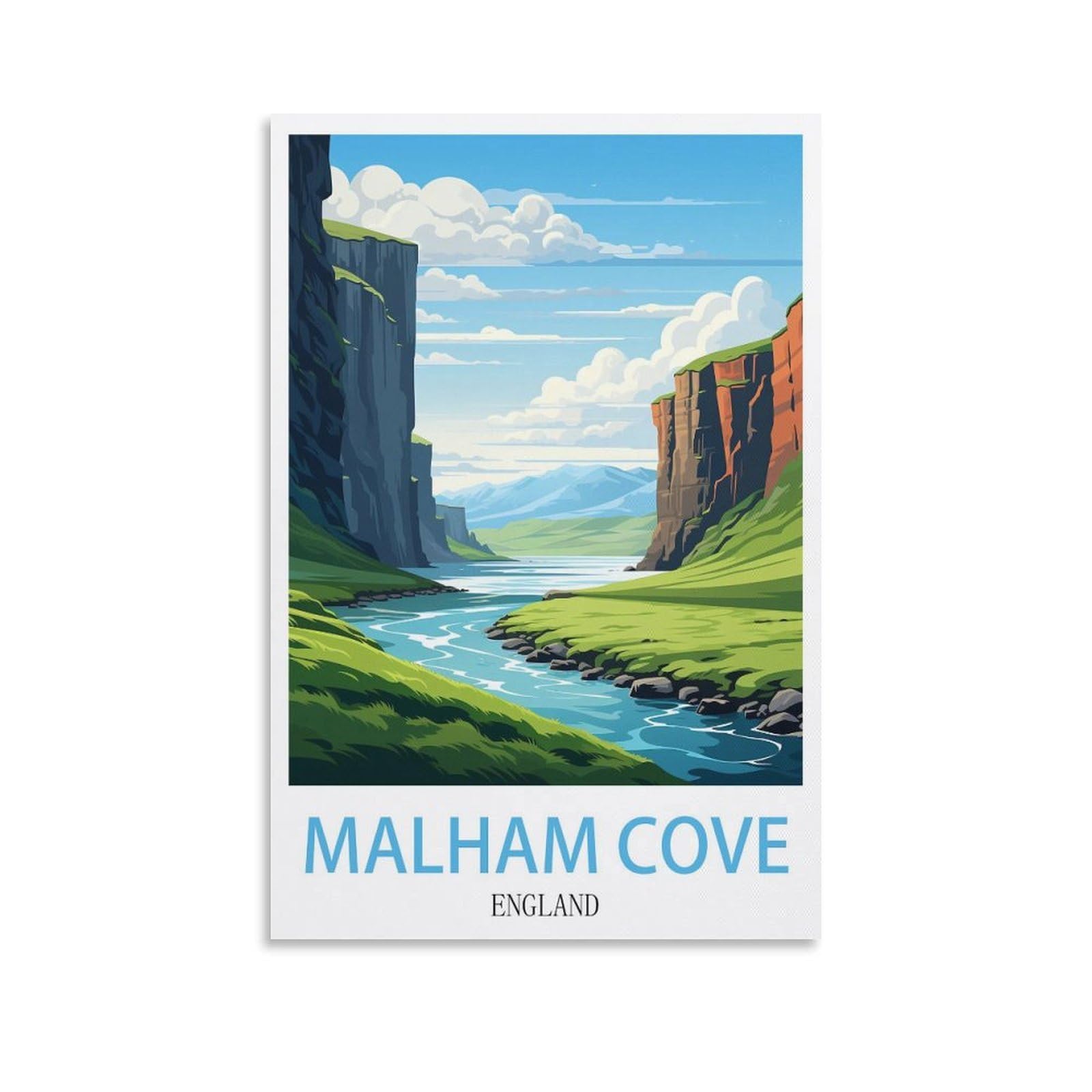 EZMLFA 5D Diamond Painting Kits for Adults,Malham Cove England,for Adults Beginners of All Ages, Round Full Drill Arts and Crafts Gems Home Wall Decor 30x40cm