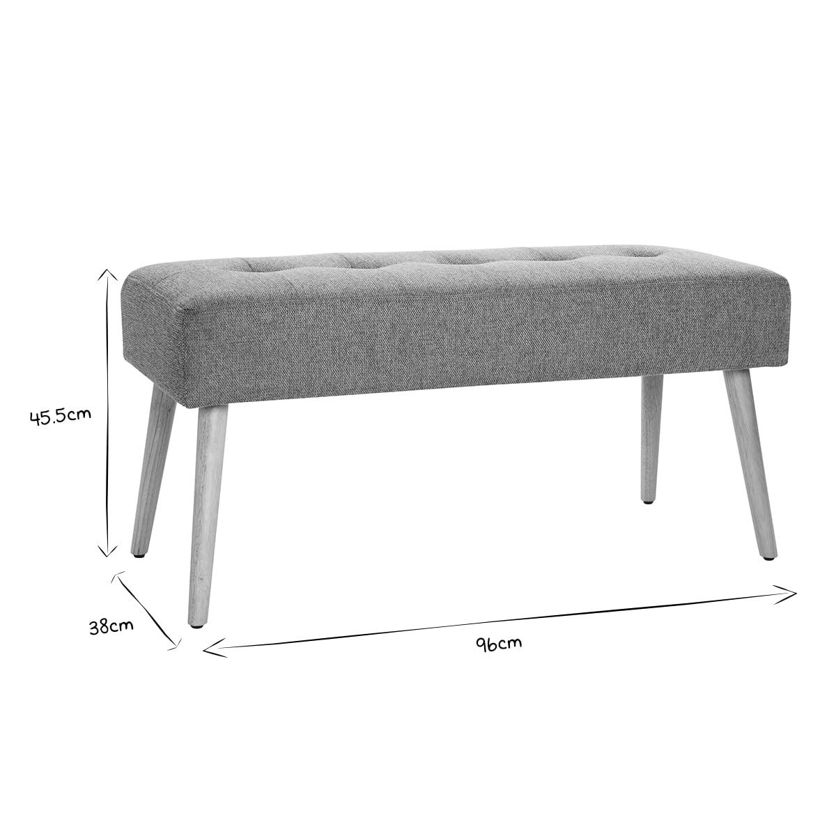 Miliboo Banc scandinave capitonné en Tissu Effet Velours texturé Gris foncé et Bois Clair L96 cm GUESTA