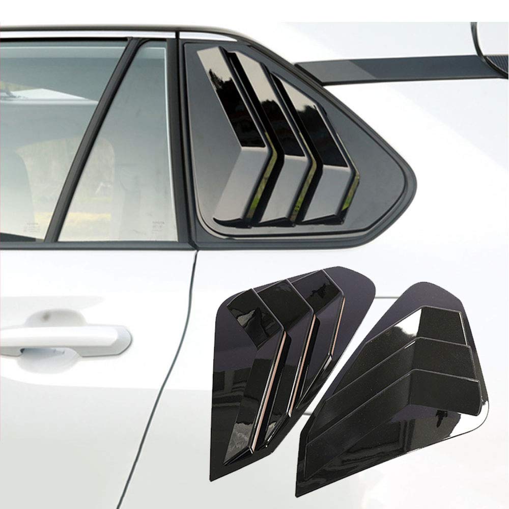 BOLTRY for Toyota RAV4 2019 2020 2021 2022 2023 2024 Rear Side Window Louvers Air Vent Scoop Shades Cover Blinds Trim?Bright Black?