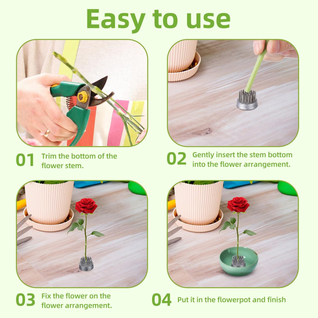 TEHAUX 5 Stück Blumen Frosch(23mm), Kenzan Blumenhalter Rund Steckigel Blumen für Mini Vasen, Tischdeko & Blumenarrangements Hotel Blumenläden Büros Gärten Teestuben