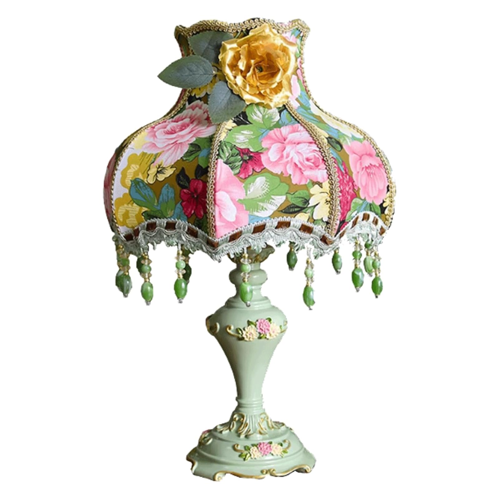 lampy stołowe Creatieve bloemenbedlamp stoffen lampenkap tafellampen hars gesneden basis bureaulamp retro bed -bedel leesde bureau licht licht łaska