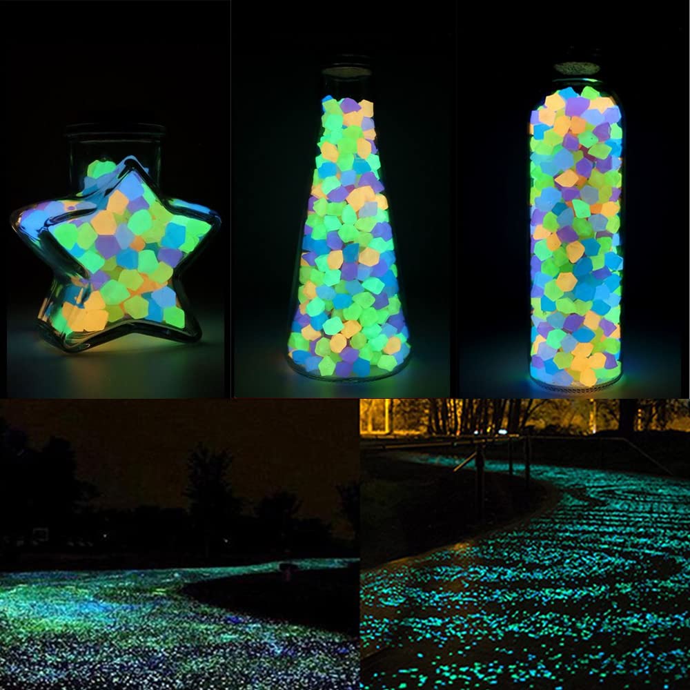 300 Pezzi Arancione Chiaro Pietre Luminosi Ciottoli Luminosi Fluorescenti Luminose Incandescenza nel Buio Pietre Rocce Ghiaia per Giardino Acquario Decorazione 14x11mm
