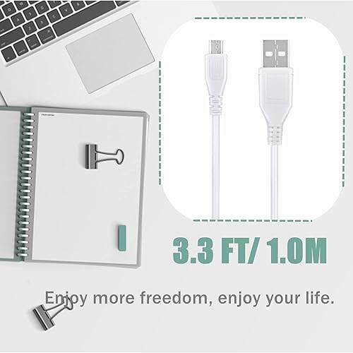 Miniatura 4 de CJP-Geek 5ft White Micro USB Power Cord Lead Charging Cable Replacement for Pokanic C6 Shower Potable Speaker