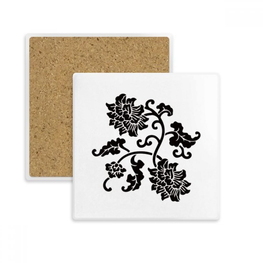 Cadeau Absorbent de Boissons coaster en pierre motif plante noire pour anniversaire et fête