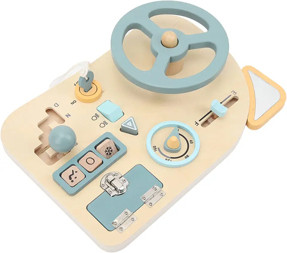 Interactive Steering Wheel Toy Board for Kids, Hands-On Coordination Development, Safe Exploration, Perfect Hours of Fun - Basswood Material, 11.6 X 8.3in