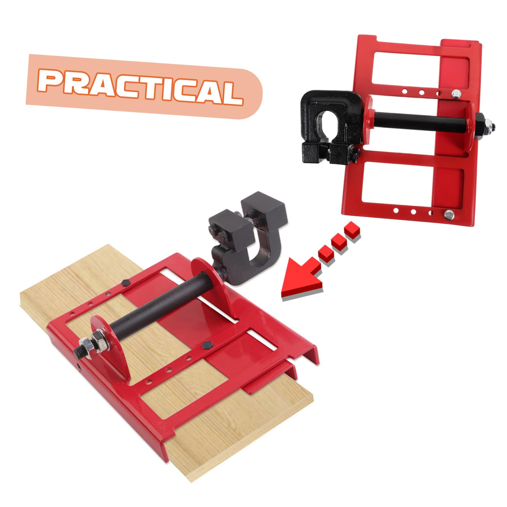 Mini Guida Verticale per Motosega Set Regolabile in Acciaio | Rosso, Installazione Semplice, Facile da Trasportare, per Falegnami e Carpentieri
