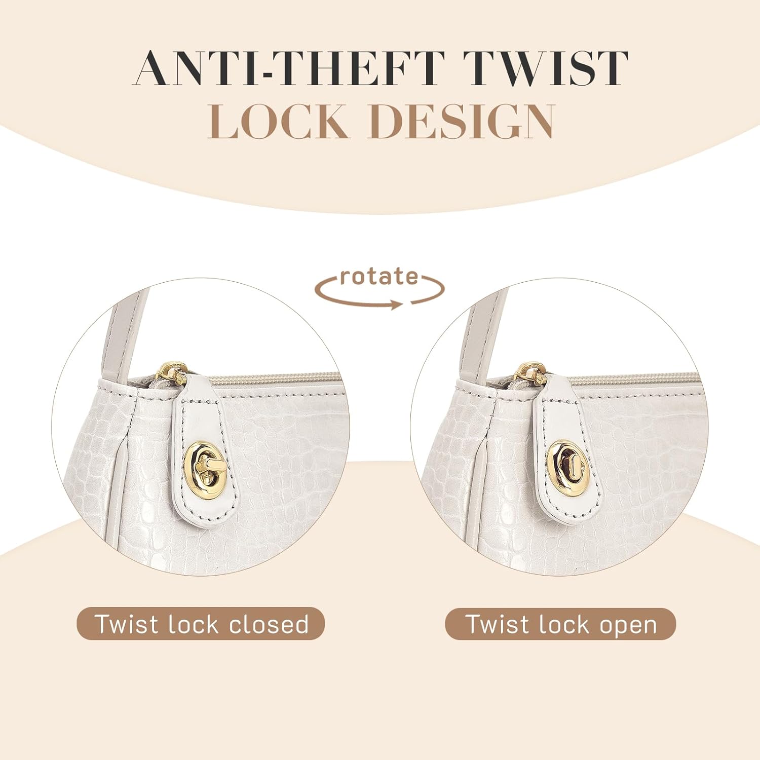 Missnine Shoulder Bag Purses for Women Small Handbags Mini Clutch Purse with Adjustable Strap Trendy Hobo Underarm Crescent - Image 3