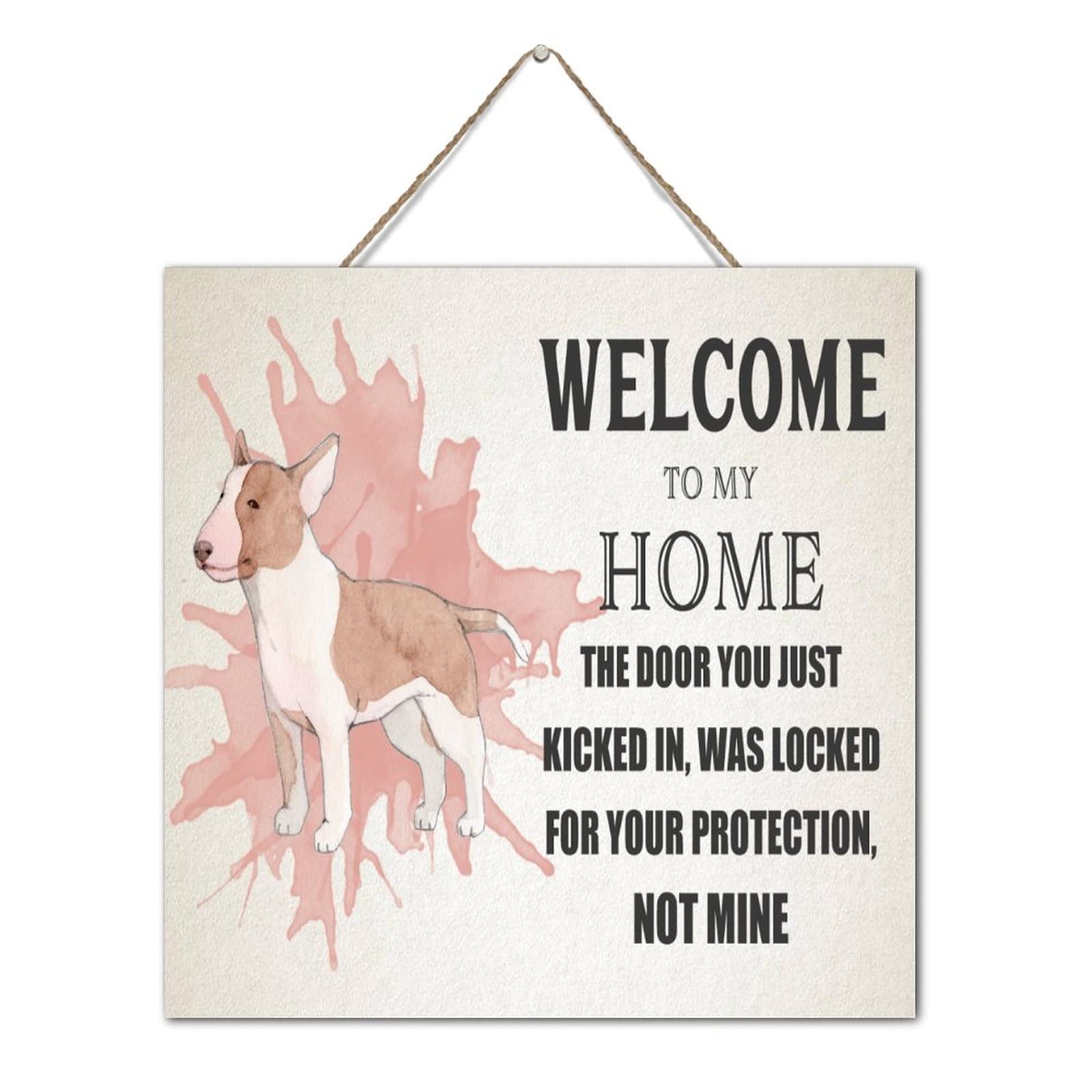 Plaque murale personnalisée en bois rétro 30cm décoration maison motif chien et citation