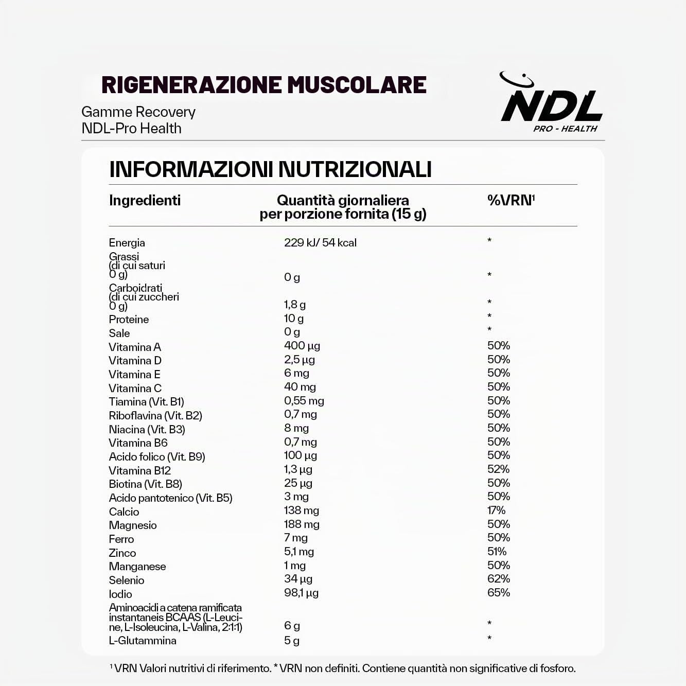 NDL Pro-Health Glutammina + BCAA 2.1:1 in polvere I Aminoacidi Ramificati
