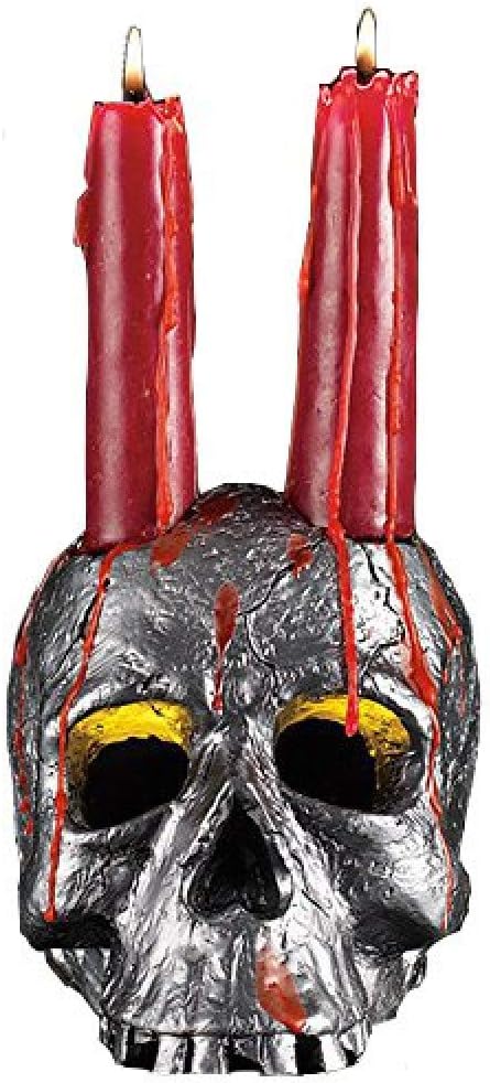 Vicien Spooky Halloween Skull Candle Set - Includes Blood-Red Drip Candles - Scary Halloween Decor