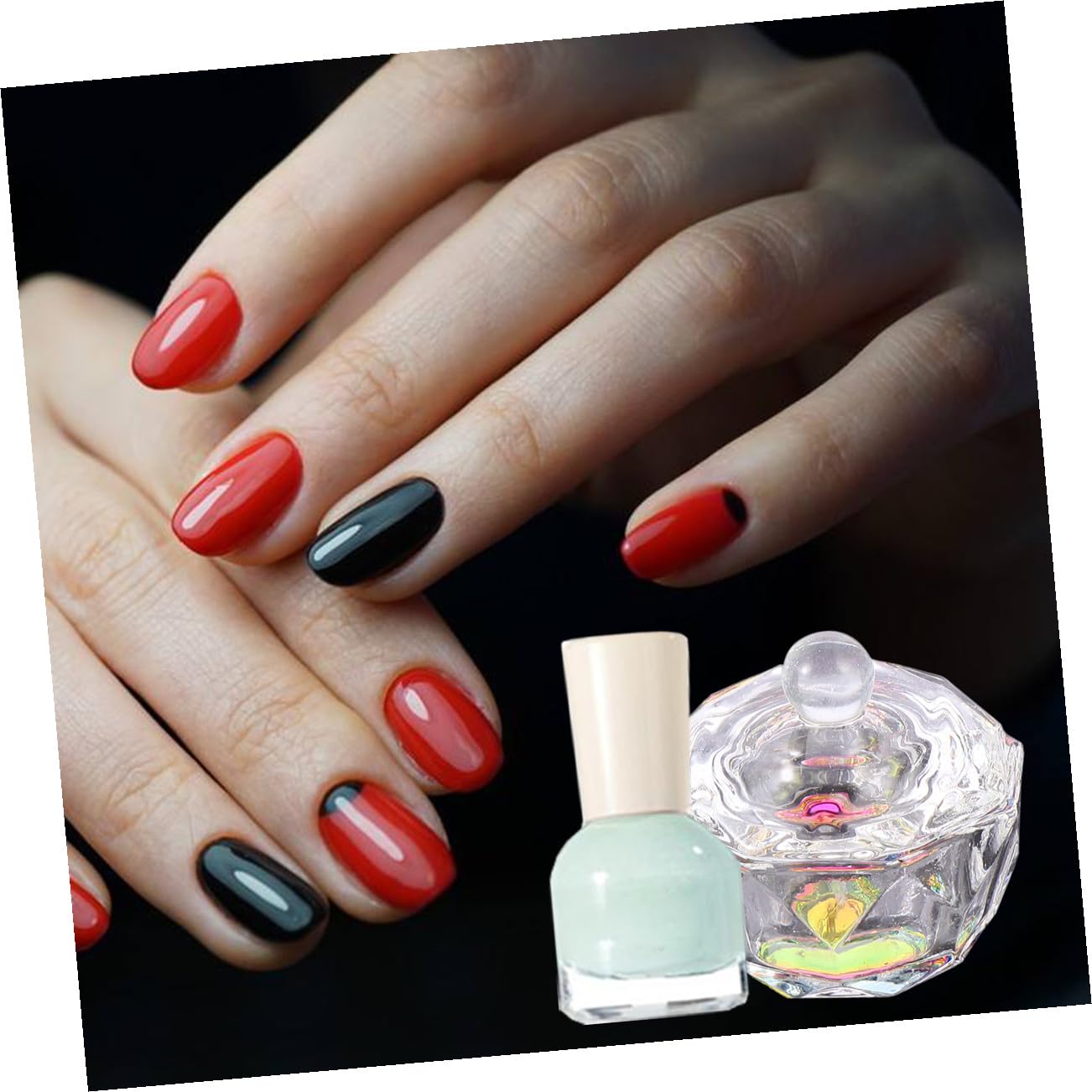 Glass Crystal Nail Cup with Lid, Octagonal 2 Piece Acrylic Tool image 5