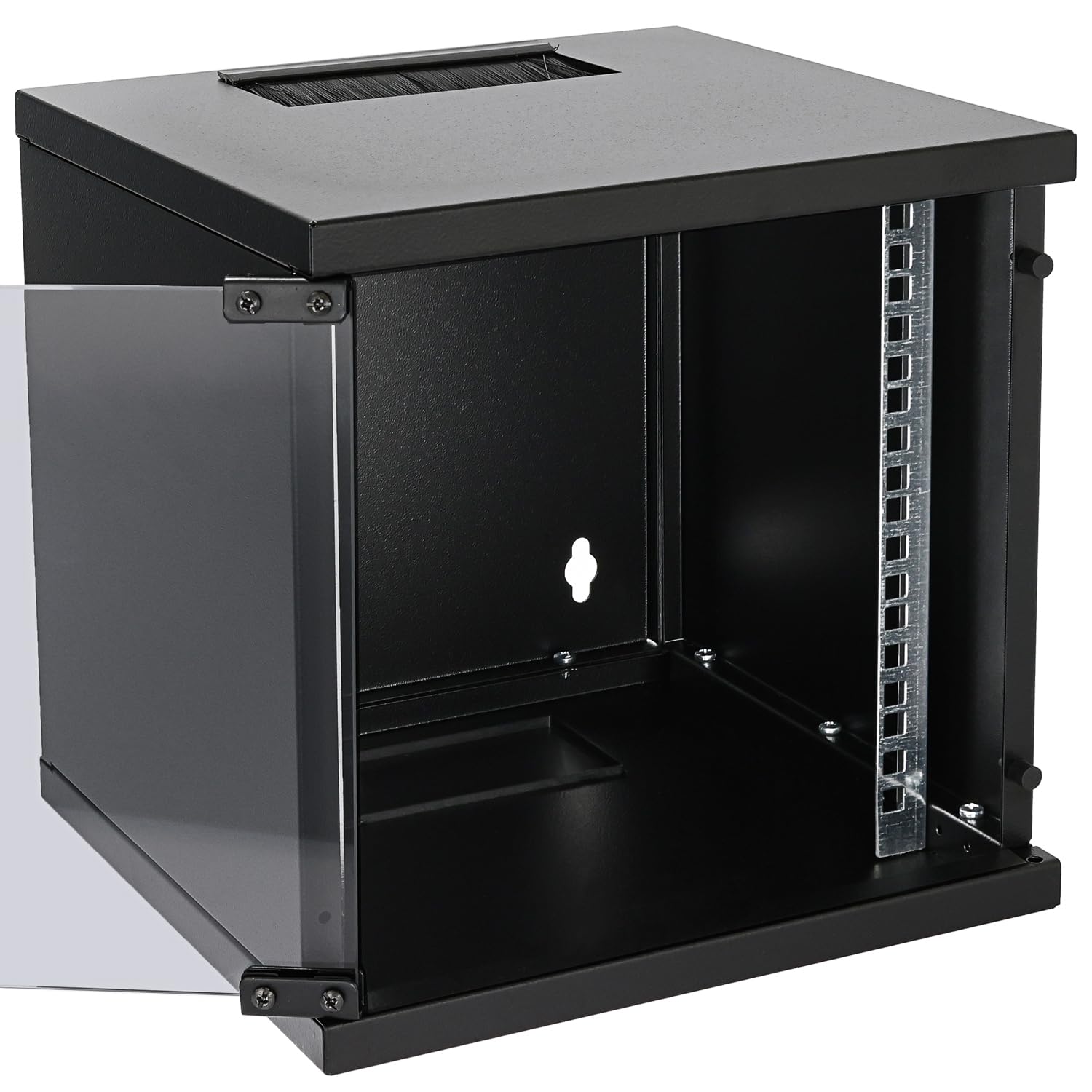 HMF 63406-02 Armoire réseau, Armoire Serveur 10 Pouces | 6 U | 300 mm de Profondeur | Entièrement montée | Porte vitrée | Noir