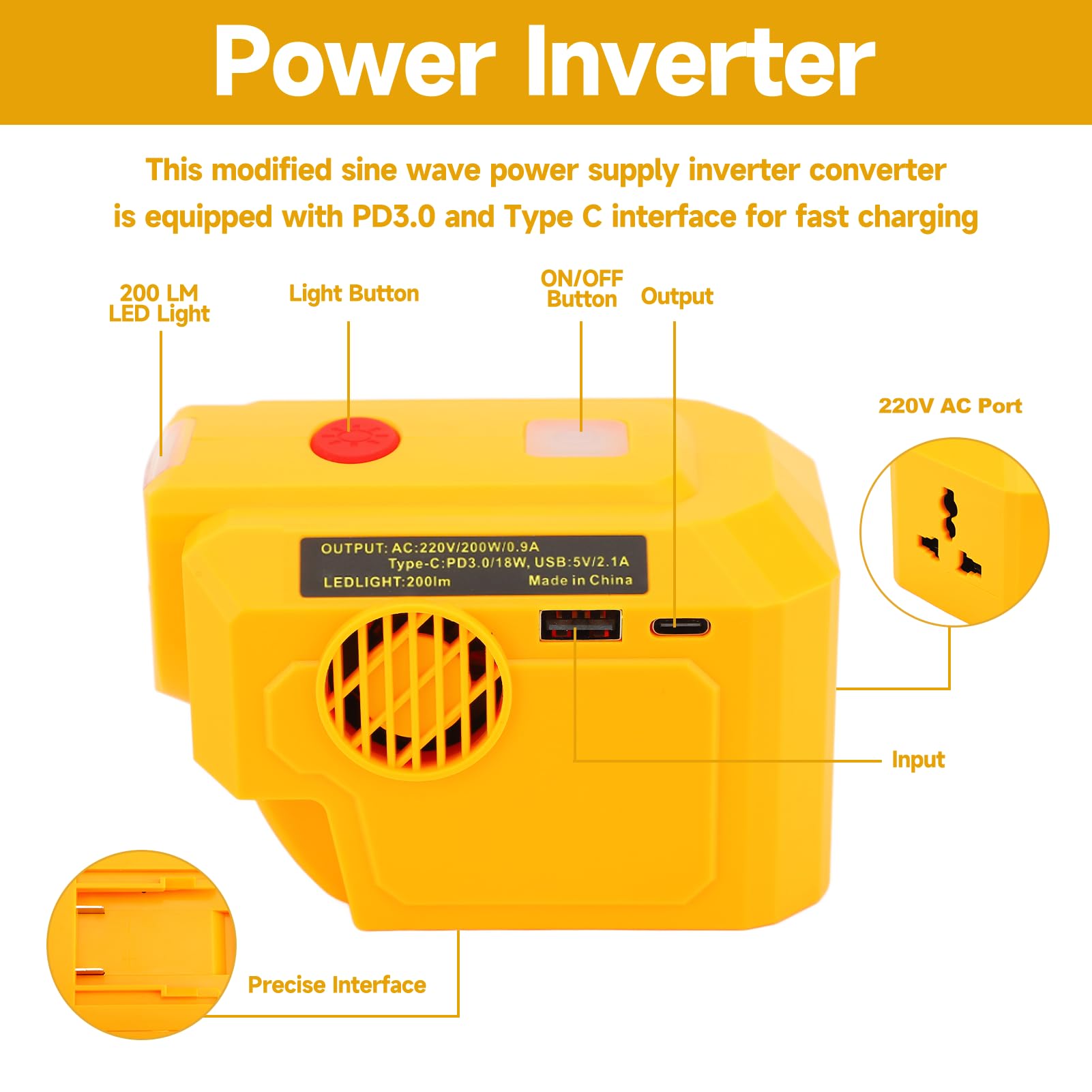 18V/21V Akku Wechselrichter - Spannungswandler Für Werkzeugbatterien Mit USB