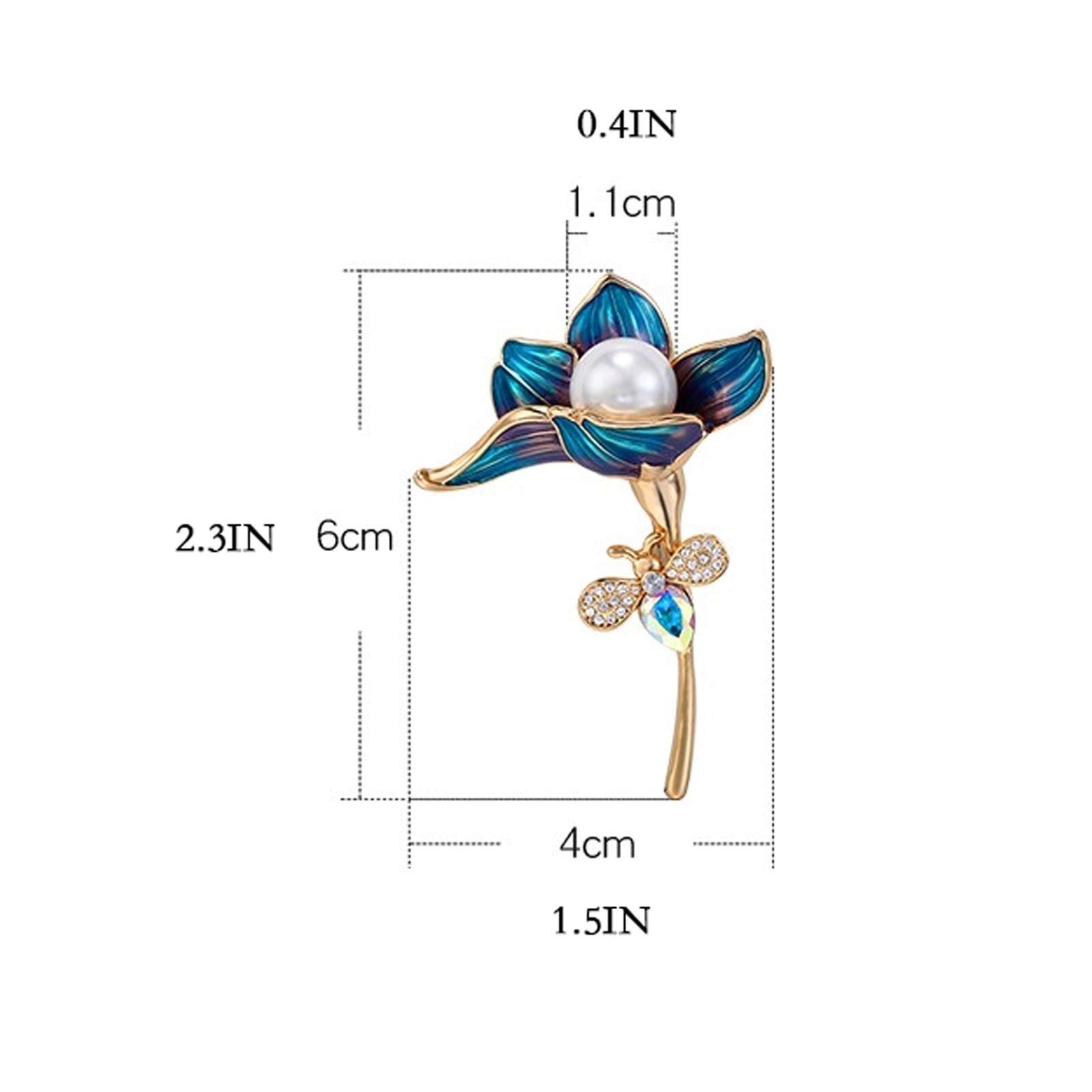 Broche Broche de Mujer 18k Chapado en Oro Esmalte de Flores Brooch Pins Elegant Ladies Accesorios de corsares Abrigo Coat Cheongsam (Peacock Azul) broches