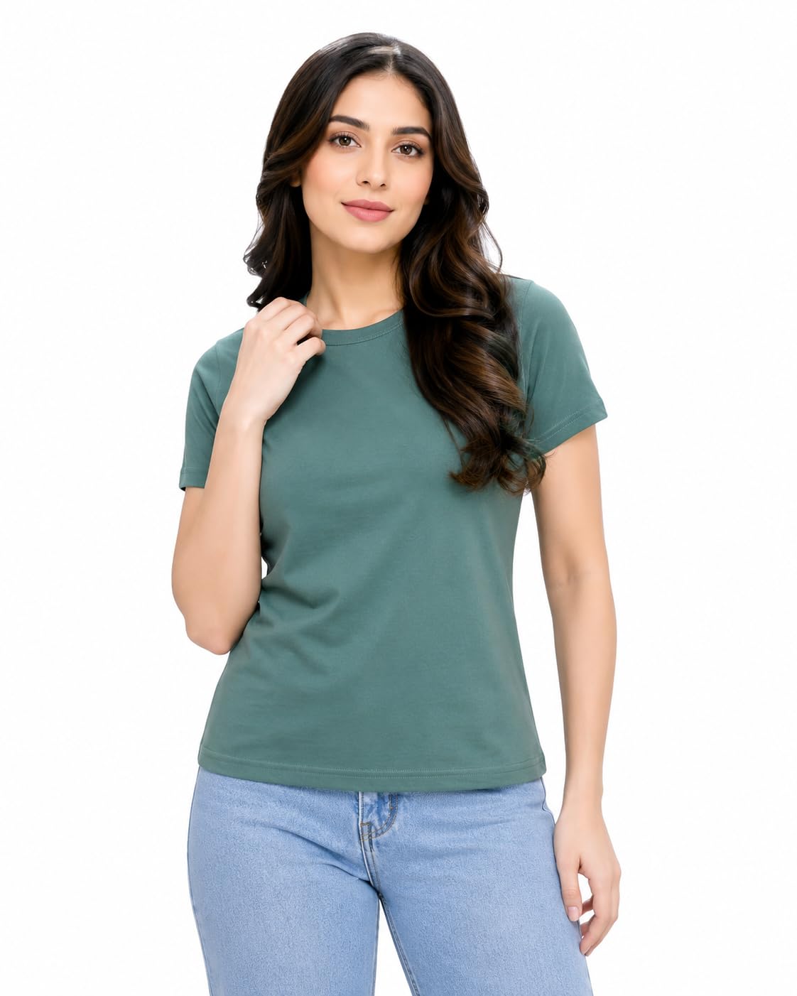 Aurelia Women Plain T-Shirt Round Neck 100% Cotton Half Sleeve Summer Season Casual Top, Travel & College Wear Tshirt for Women's Quality t-Shirts for Outdoor & Indoor Wear T-Shirts in neutral