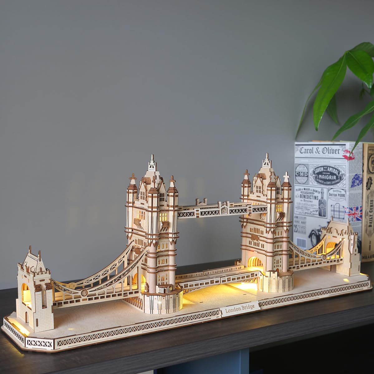 Hallisun Puzzle 3D Tower Bridge Londres - Maquette Bois 450 Pièces - 61x15x23 Cm - DIY Défi Adulte