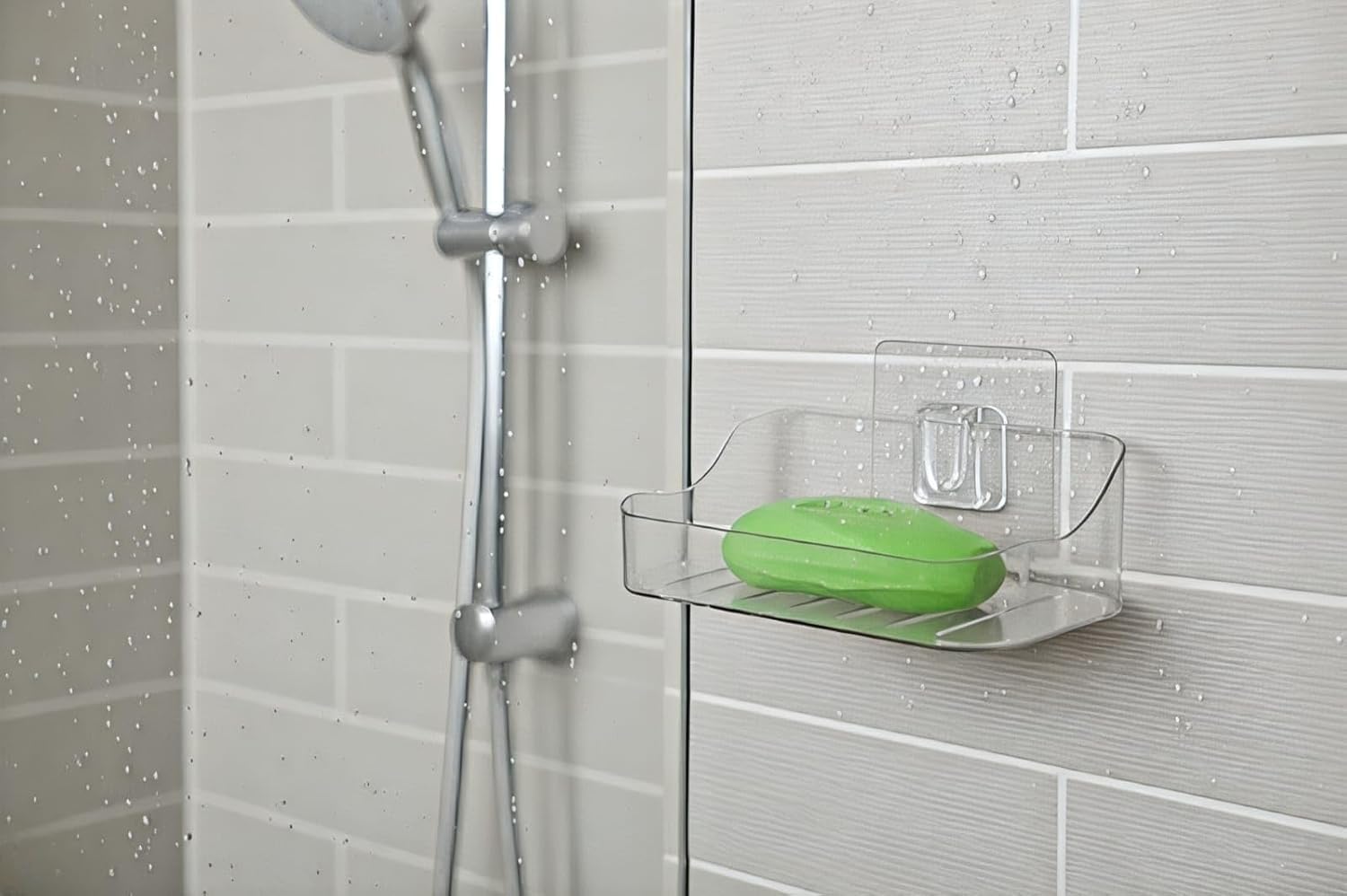 FOREWILD 2 PES Soap Holder for Bathroom/Soap Case/Self-Adhesive Soap Holder/Bathroom Self/Soap Stand for Bathroom/Self Draining Transparent Acrylic Soap Dish Holder Drill- Free 3