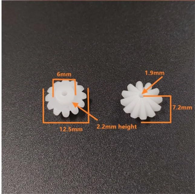 Shaft Pinion 10pcs 1 Module 12 Teeth Bevel Gear 90 Degree Drive Right Angle Pinion 1.9mm Hole 2mm Tight Fit Plastic DIY Model Gear Motor Transmission