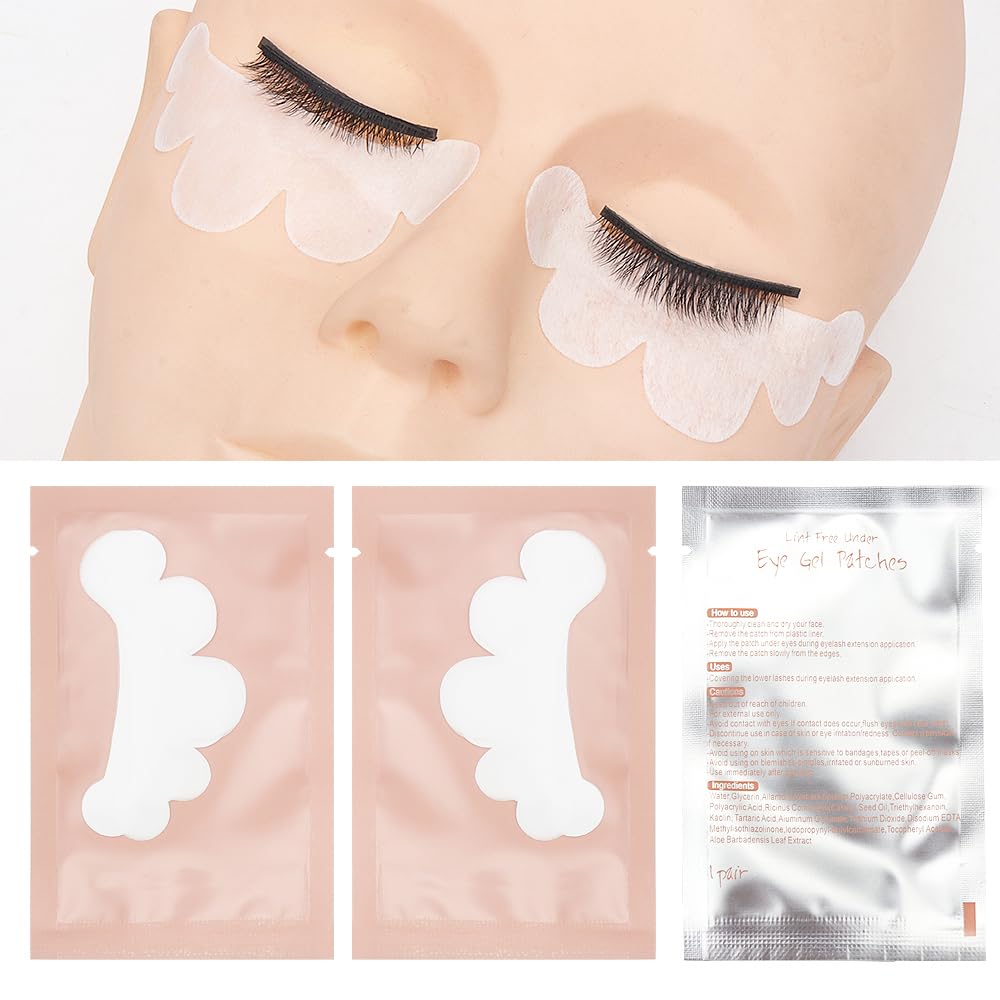 100 pares de almohadillas de gel para ojos debajo de gel, extensiones de pestañas, sin pelusas, almohadillas de máscara de ojos con hidrogel, herramientas de belleza (rosa) 3