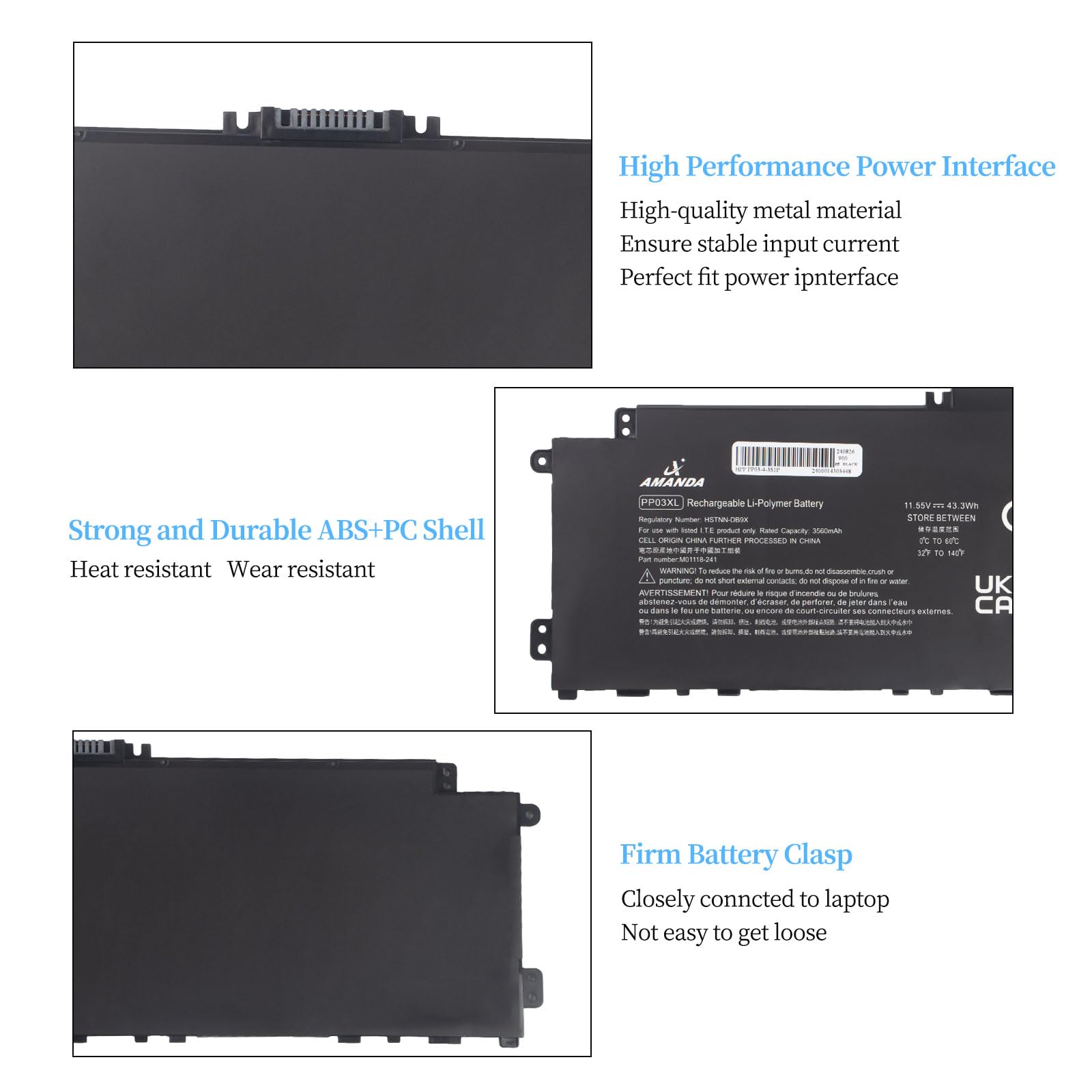Amazon.com: A AMANDA M01118-421 PP03XL PV03XL Laptop Battery for