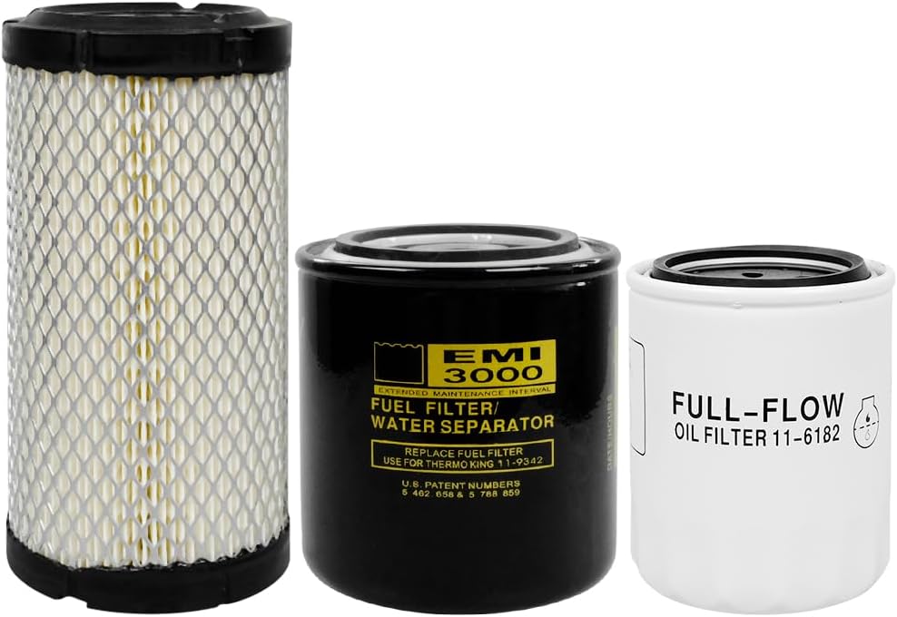 11-9059 Air Filter 11-6182 Oil Filter 11-9342 Fuel Filter Maintenance Kit Replacement For Thermo King Tripac APU or Evolution Replace 119059 11-5522 11-5712