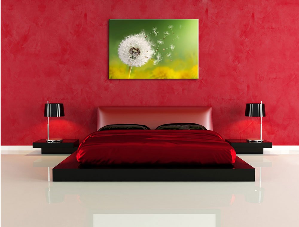 Pixxprint Löwenzahn Samen, Größe: 120x80cm, Leinwandbild, fertig gespannt, Wandbild, Dekoration, Kunstdruck, kein Poster