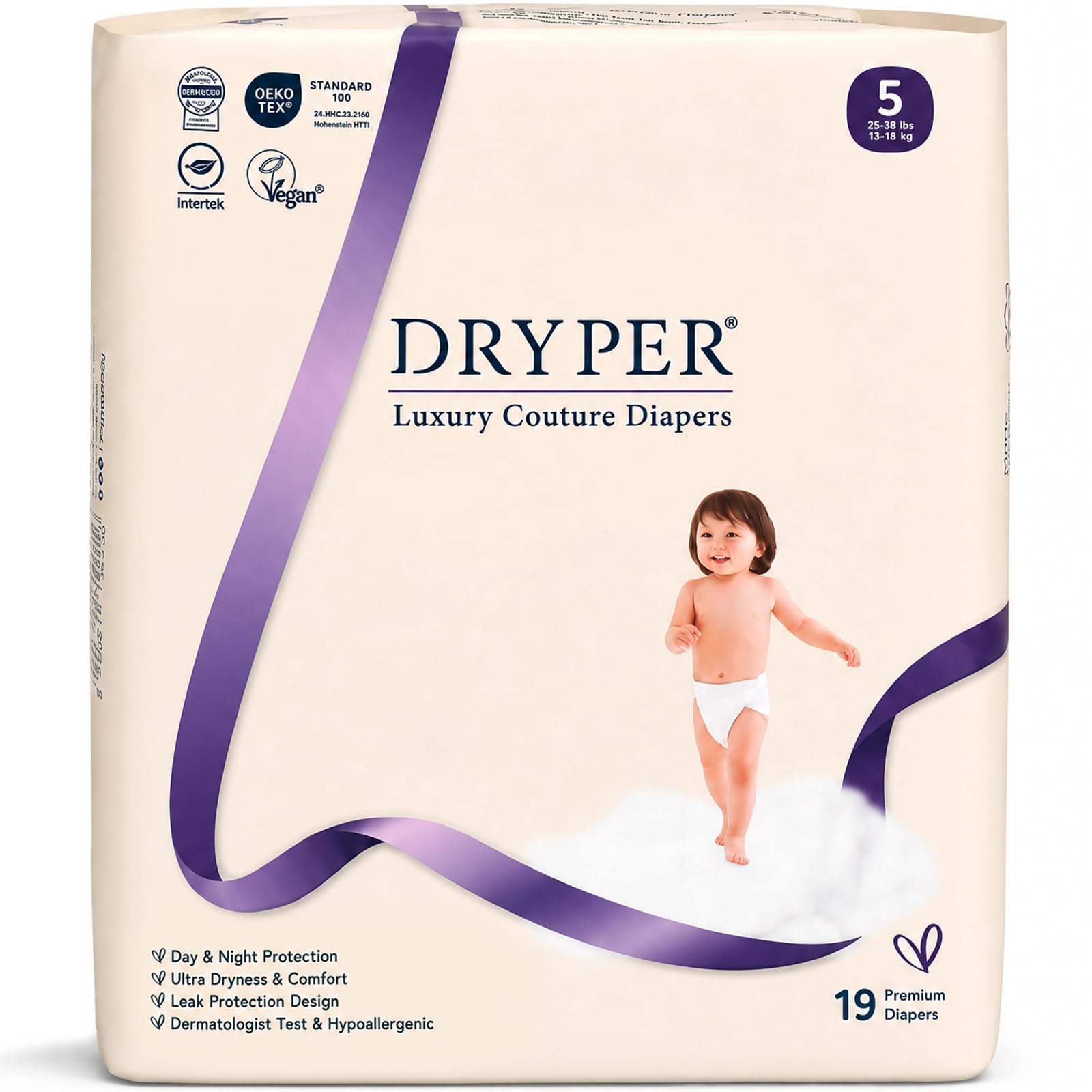 Trial Pack Baby Diapers - DRYPER Size 5 Diapers (28-39 lbs), 19 Count, Hypoallergenic Dis…