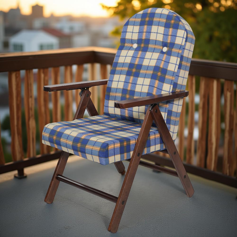 Poltrona Relax Imbottita 4 Posizioni 147x65x16 cm - Regolabile, Reclinabile, Poggioli, Tessuto, Soggiorno, Riposo, Casa, Esterno, Veranda - Struttura in Legno di Faggio