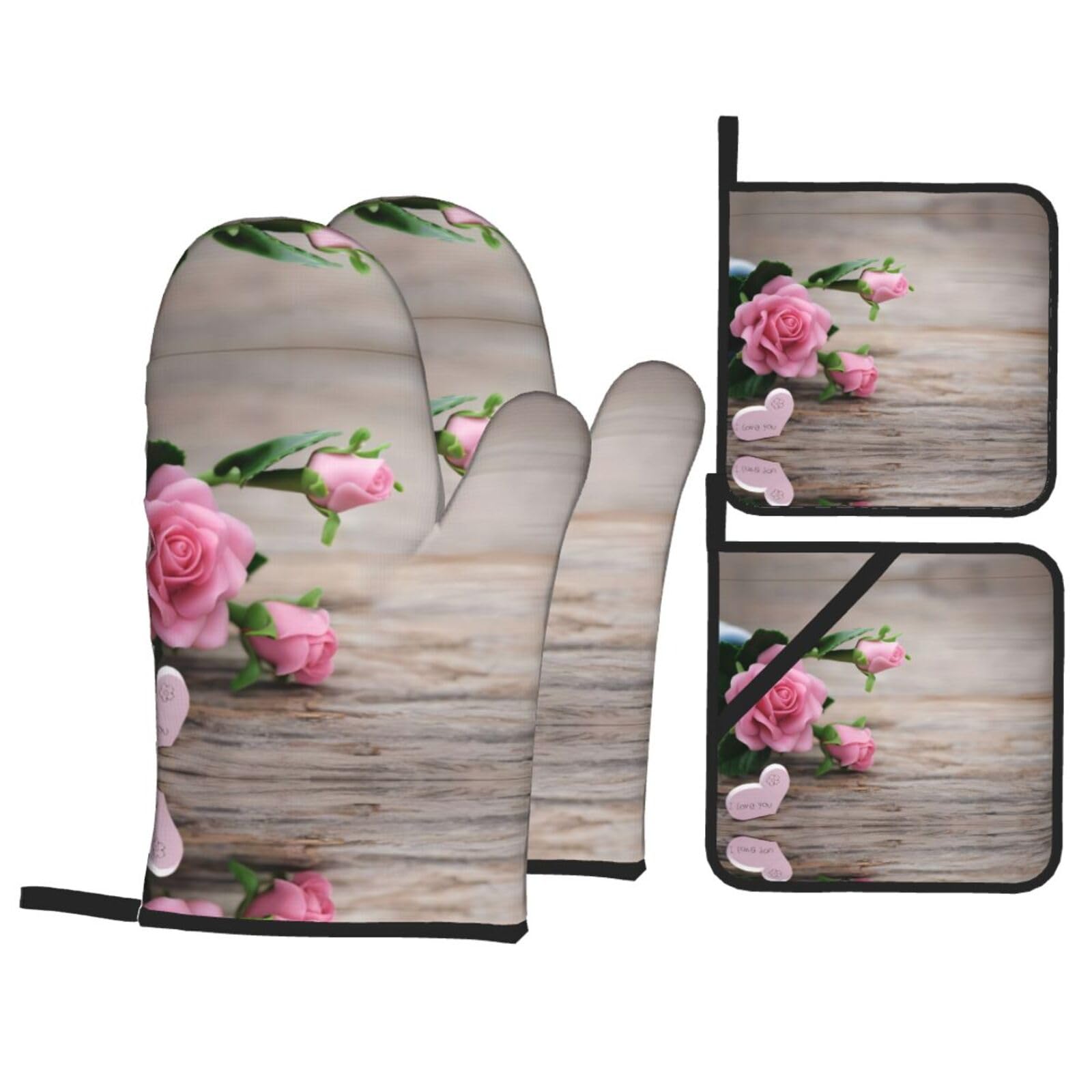 Juego para hornear de cocina de 4 piezas con motivos florales impresos